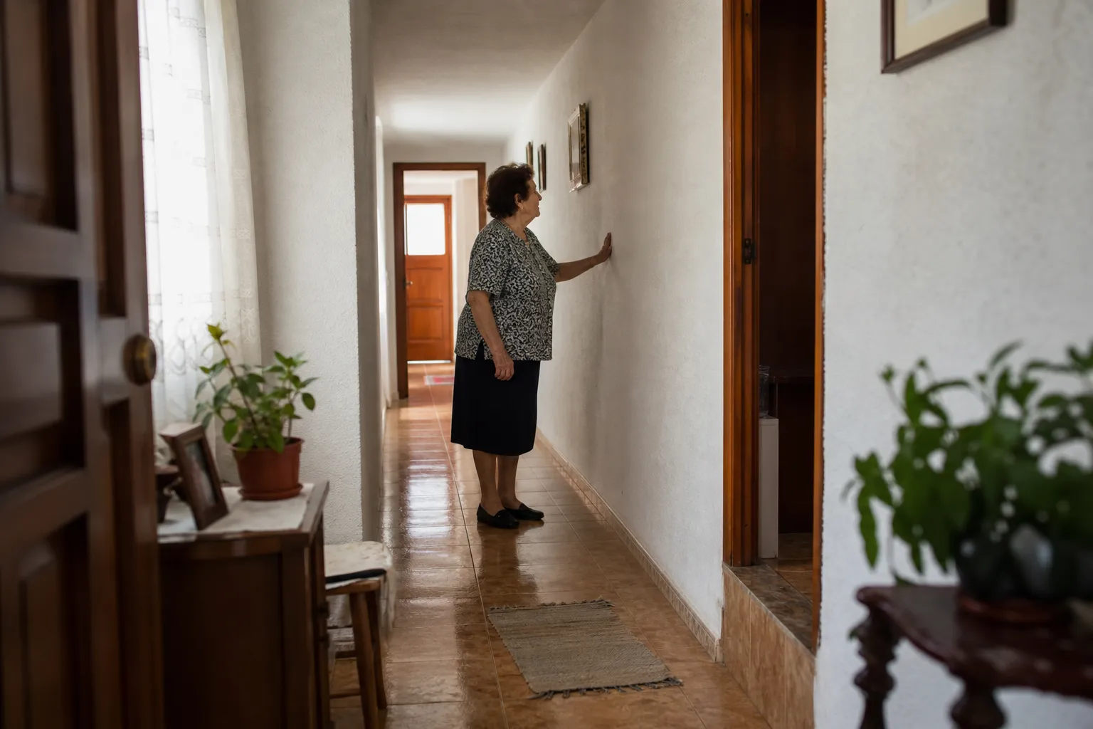 Pasillo de una vivienda con las barreras arquitectónicas más habituales del hogar