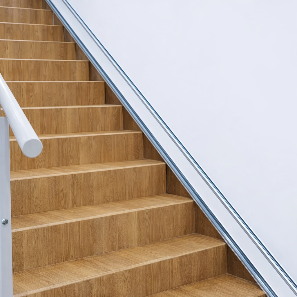 Escalera recta sin silla salvaescaleras instalada