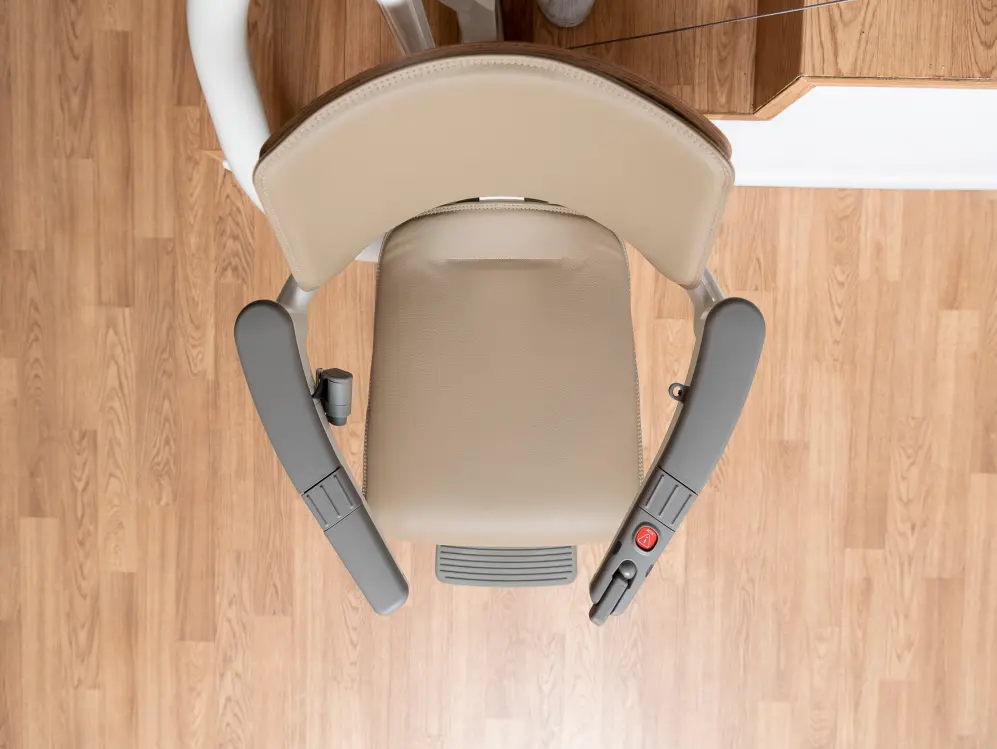 Vista superior de una silla salvaescaleras